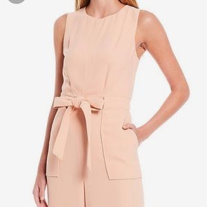 Gibson + Latimer Peach sleeveless  wide leg belted pantsuit